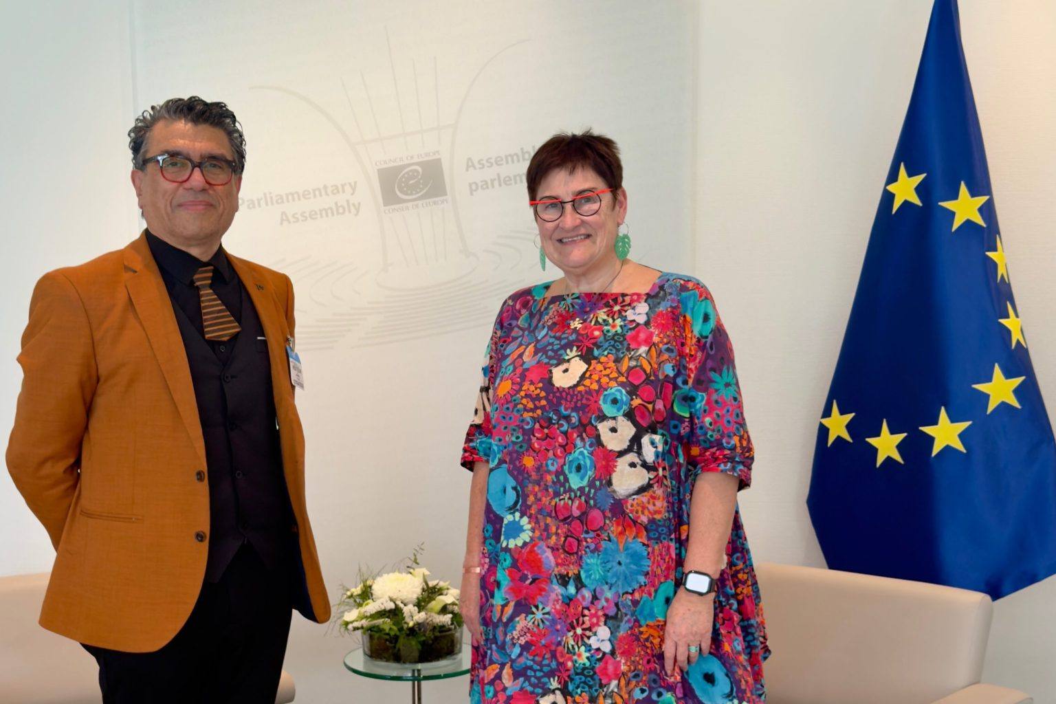Petra Bayr, President of the Parliamentary Assembly of the Council of Europe, with Salam Sarhan