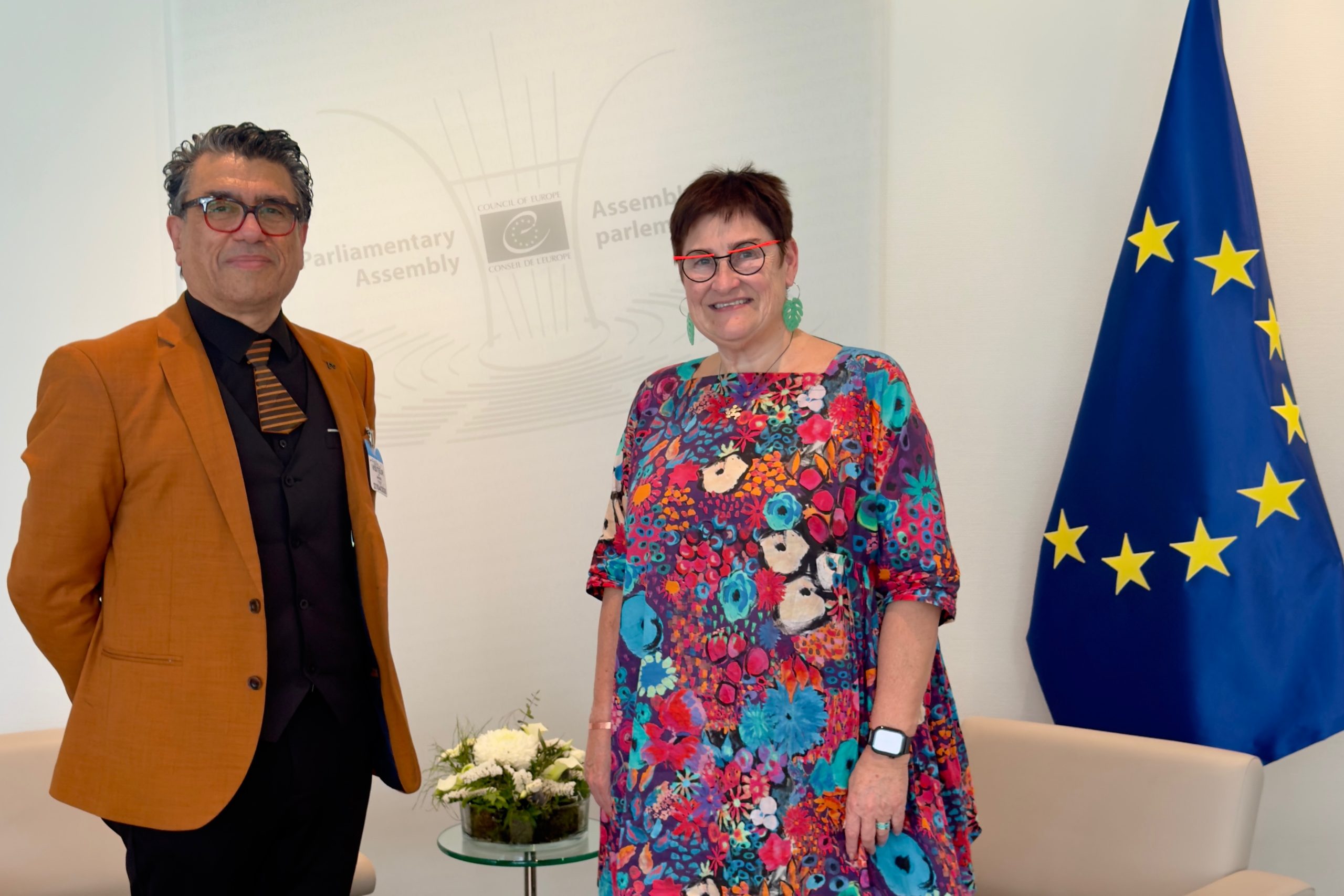 Petra Bayr, President of the Parliamentary Assembly of the Council of Europe, with Salam Sarhan